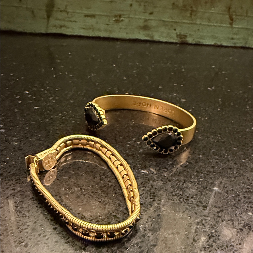 Loren Hope Elegant Gold And Black Bracelet Set